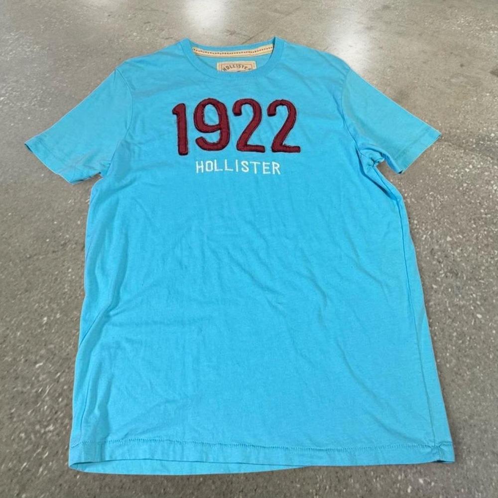 Hollister Co Mens Blue Graphic T-Shirt 1922 Applique Y2K Large